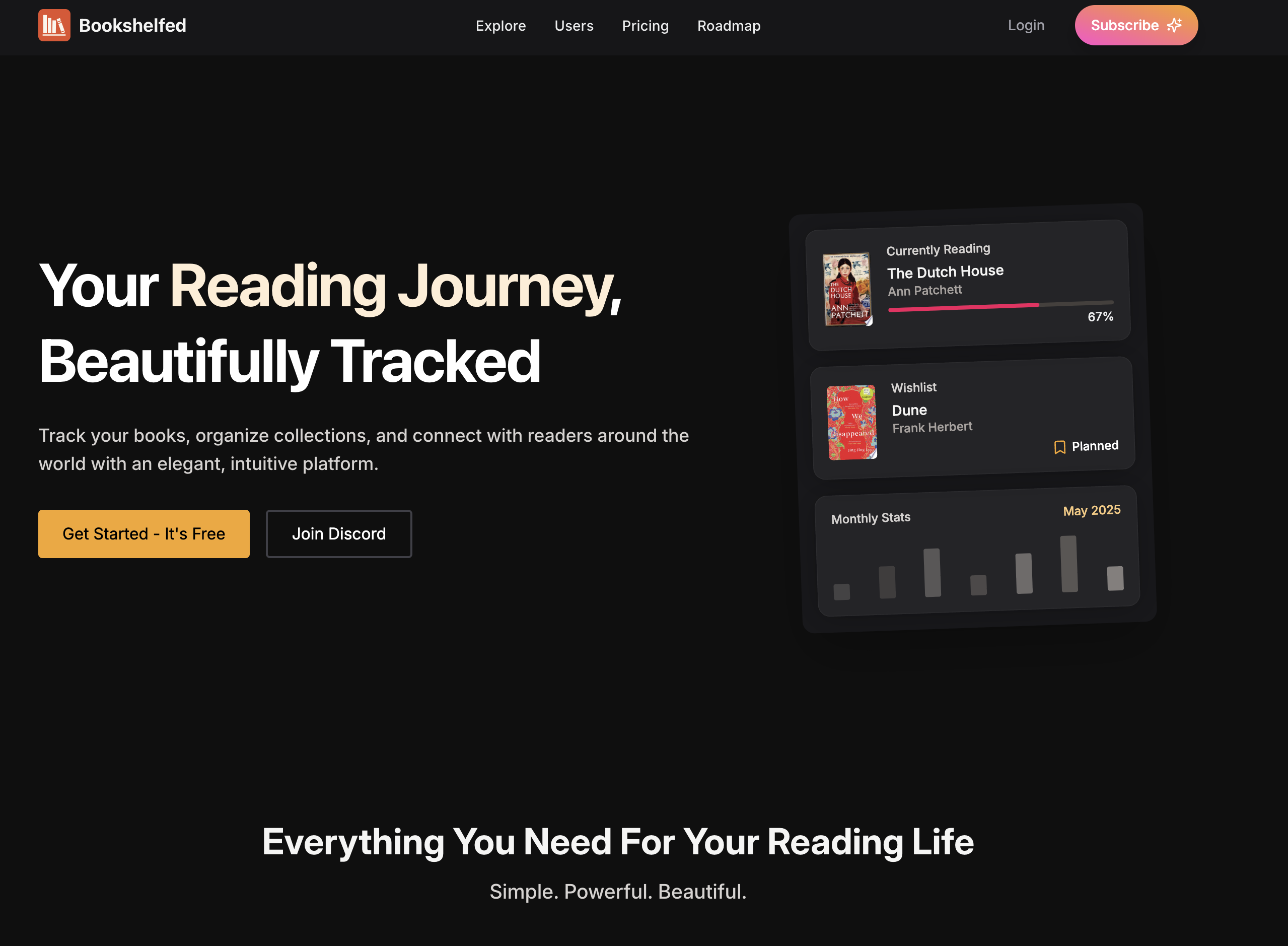 Screenshot of Bookshelfed