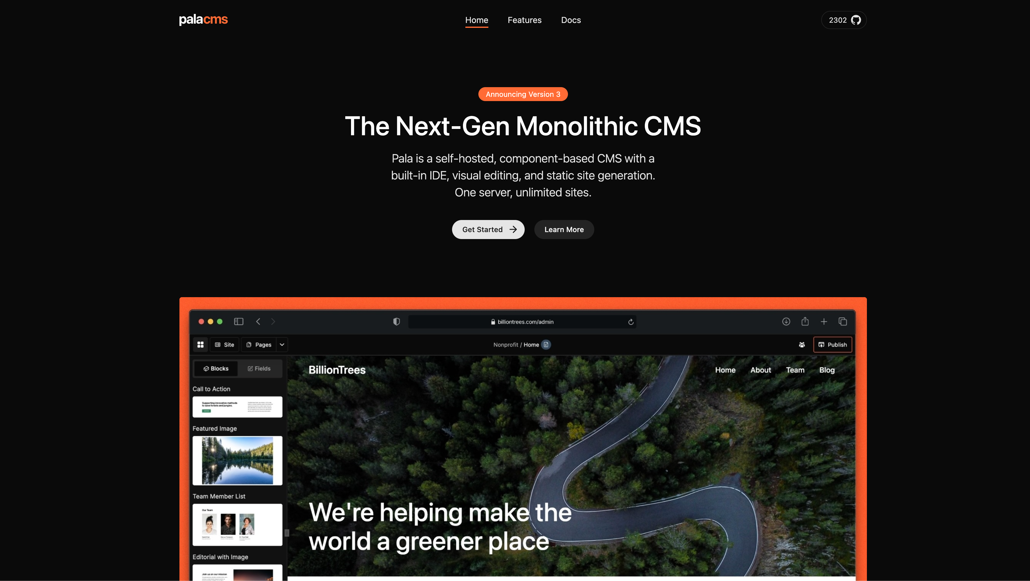 Screenshot of Pala CMS